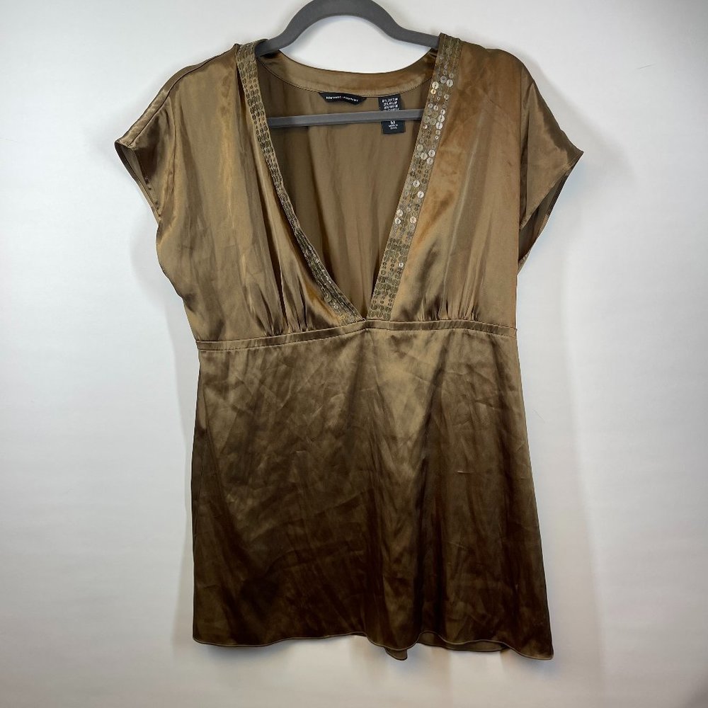 New York & Company Women's Sequin Grecian Style Embellished Blouse Size M